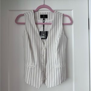 White and Grey Striped Vest and Trouser Set